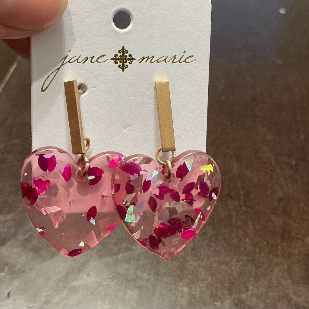 Jane Marie Pink Heart Earrings